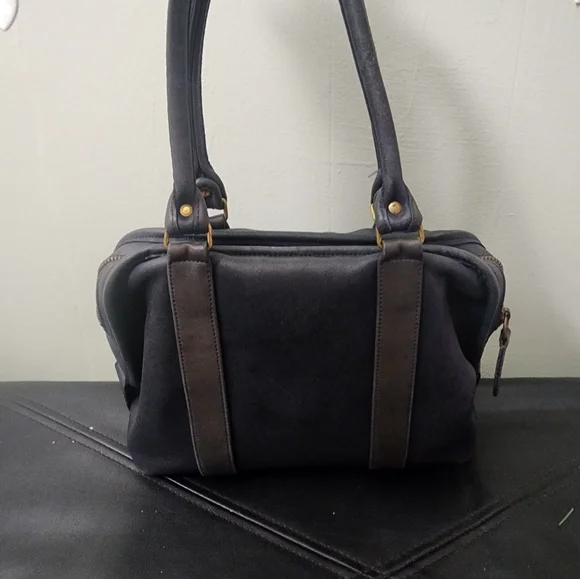 Vintage Coach Soft Satchel 4055 Navy Leather Double Handles 0210-918 early 1990s